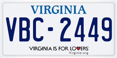 VA license plate VBC2449