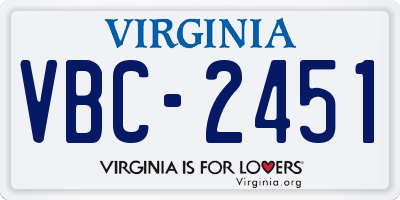 VA license plate VBC2451