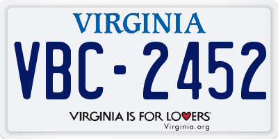 VA license plate VBC2452