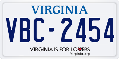 VA license plate VBC2454