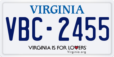 VA license plate VBC2455