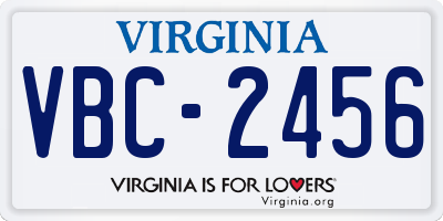 VA license plate VBC2456
