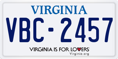 VA license plate VBC2457