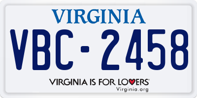 VA license plate VBC2458