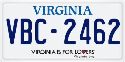 VA license plate VBC2462