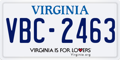 VA license plate VBC2463