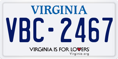 VA license plate VBC2467