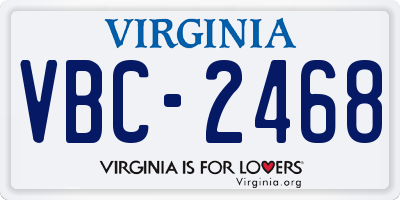 VA license plate VBC2468