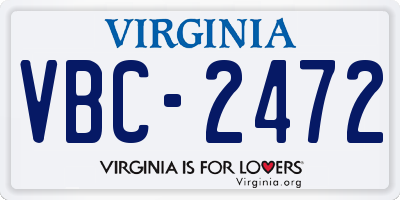 VA license plate VBC2472