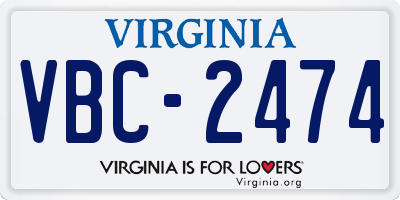 VA license plate VBC2474