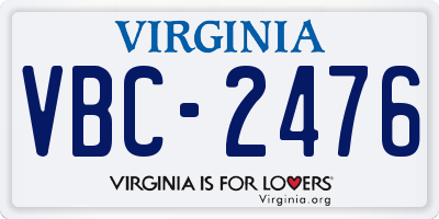 VA license plate VBC2476