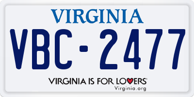 VA license plate VBC2477