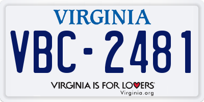VA license plate VBC2481