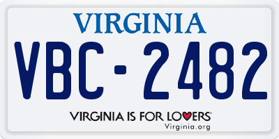 VA license plate VBC2482