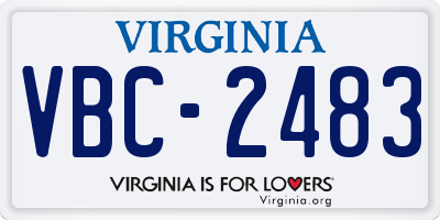 VA license plate VBC2483