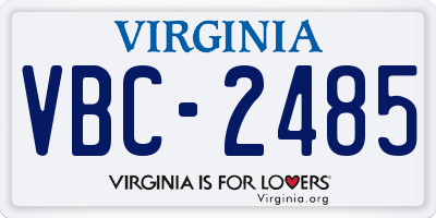 VA license plate VBC2485