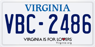 VA license plate VBC2486