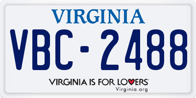 VA license plate VBC2488