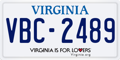 VA license plate VBC2489