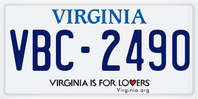 VA license plate VBC2490