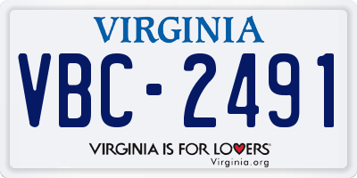 VA license plate VBC2491