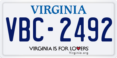 VA license plate VBC2492
