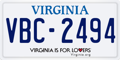VA license plate VBC2494