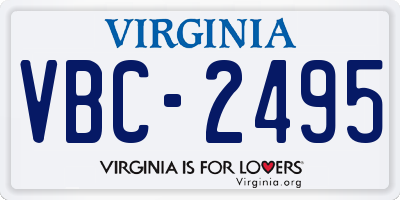 VA license plate VBC2495