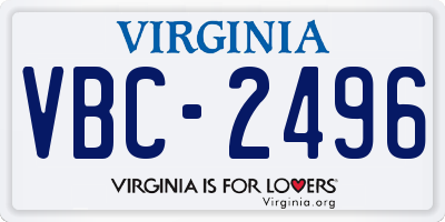 VA license plate VBC2496
