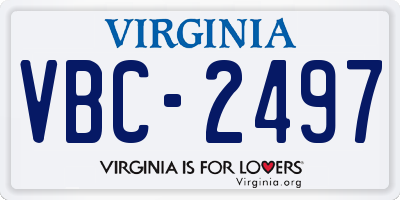 VA license plate VBC2497