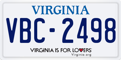 VA license plate VBC2498