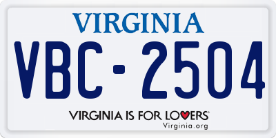 VA license plate VBC2504