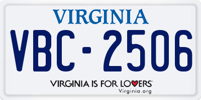 VA license plate VBC2506