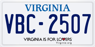 VA license plate VBC2507