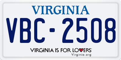 VA license plate VBC2508