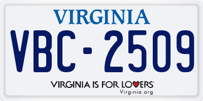 VA license plate VBC2509