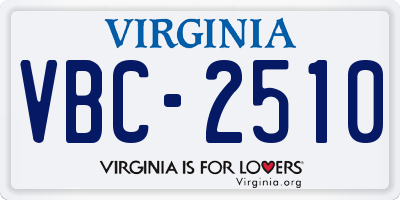 VA license plate VBC2510