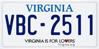 VA license plate VBC2511
