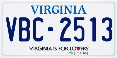VA license plate VBC2513