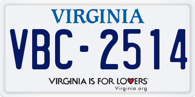 VA license plate VBC2514