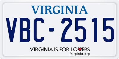 VA license plate VBC2515