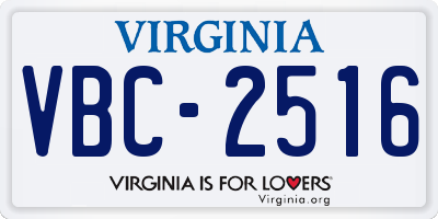 VA license plate VBC2516