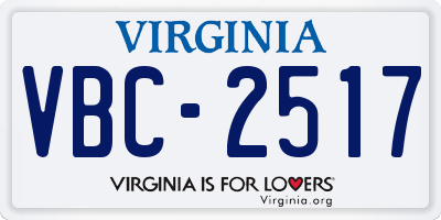 VA license plate VBC2517