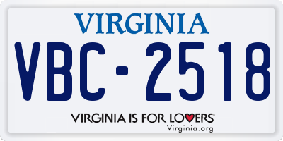 VA license plate VBC2518