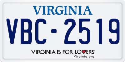 VA license plate VBC2519