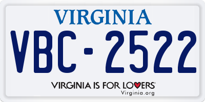 VA license plate VBC2522