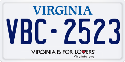 VA license plate VBC2523