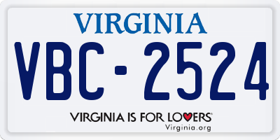VA license plate VBC2524