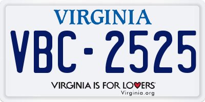 VA license plate VBC2525