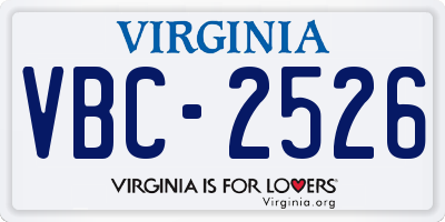 VA license plate VBC2526